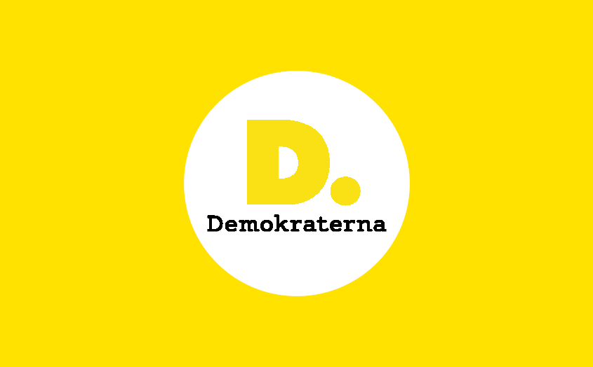 Demokraternas logotyp mot gul bakgrund