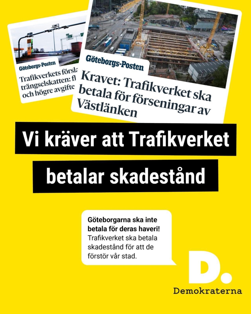 Demokraterna kräver att Trafikverket ska betala skadestånd